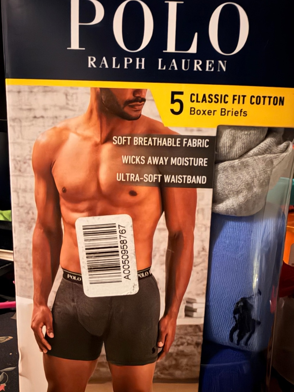 Polo by Ralph Lauren Gray & Blue Classic Fit Cotton Boxer Briefs - 5 Pack